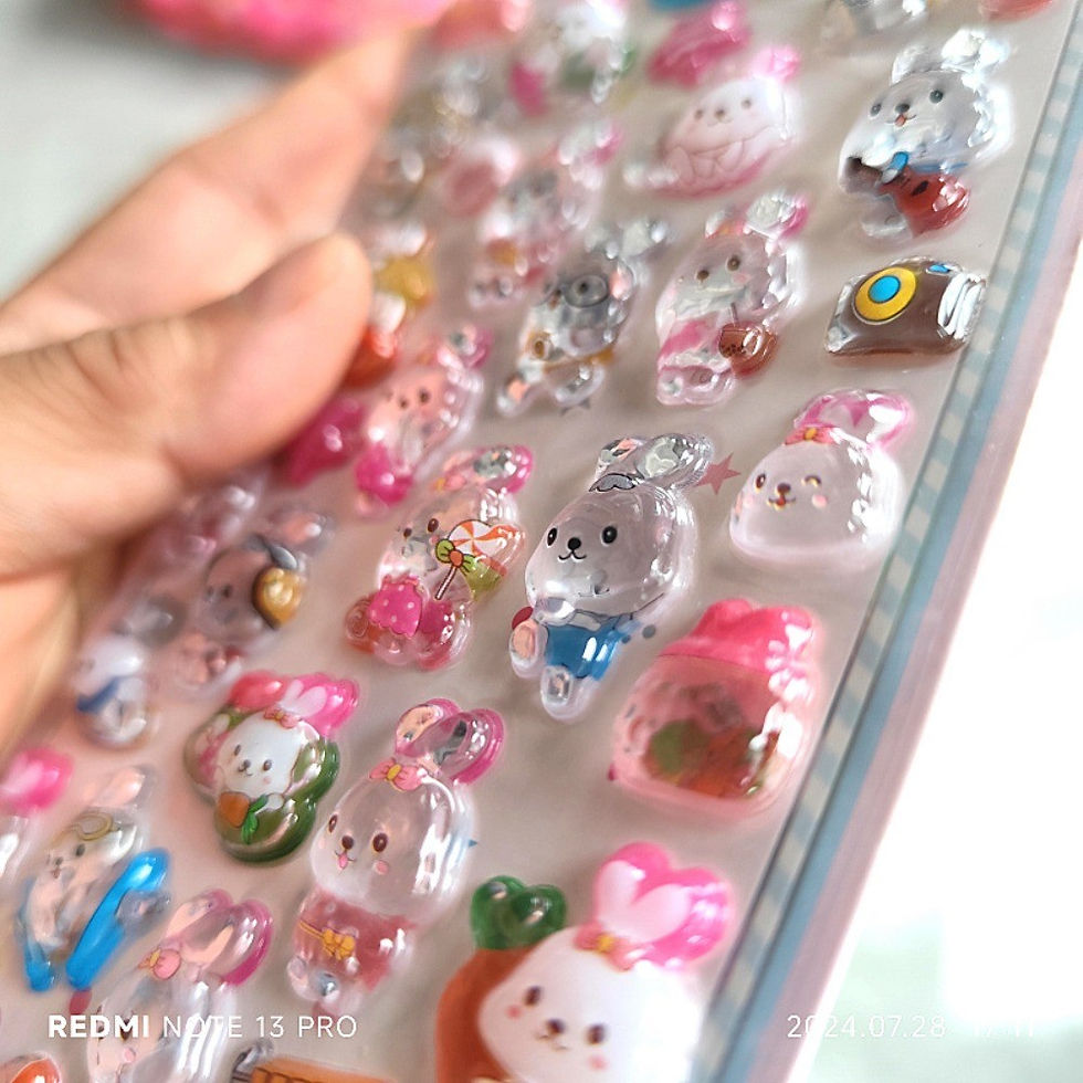 Thumbnail: 4-Piece 3D Embossed Crystal Animal Fun Stickers - Decorative Decals for Kids, No