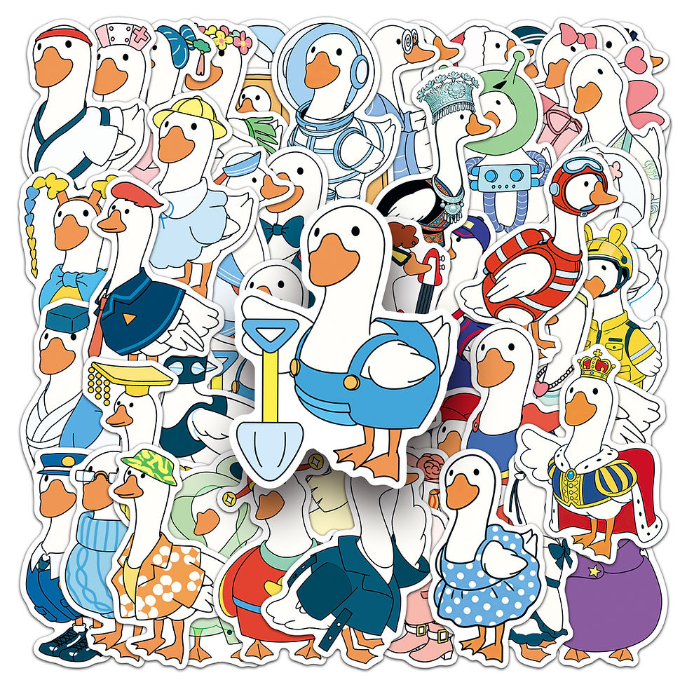 Thumbnail: 50/100PCS Cartoon Big White Goose Stickers, Funny Animal Hand drawn Waterproof D