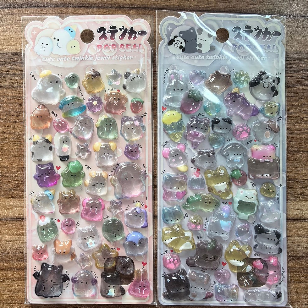 Thumbnail: Kawaii Transparent Animal Stickers 4Pcs Glittery Decorative Stickers for Scrapbo