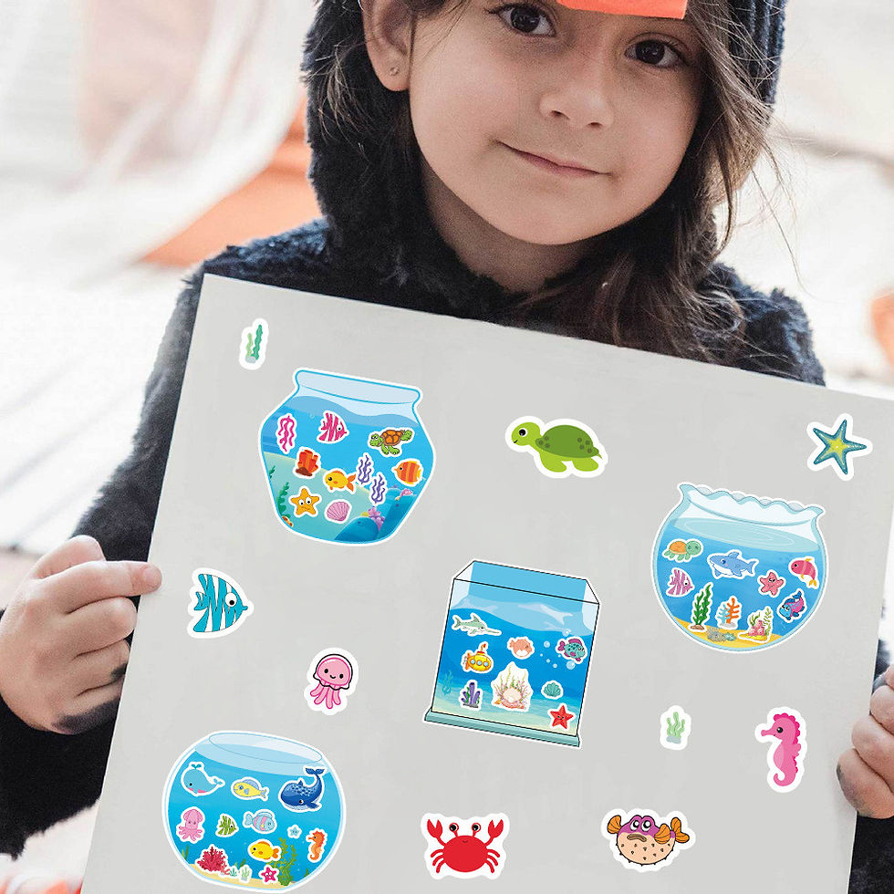 Thumbnail: 8 Pieces Fish Tank Marine Animal Scenery Puzzle Stickers Kids' Cartoon DIY Puzzl