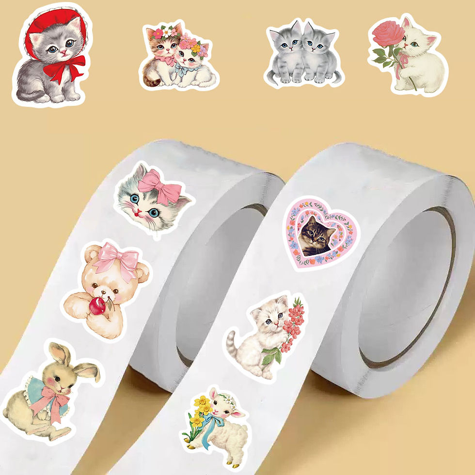 Thumbnail: 500PCS Kawaii Vintage Animals Clipart Stickers Aesthetic Y2k Fashion Laptop Lugg