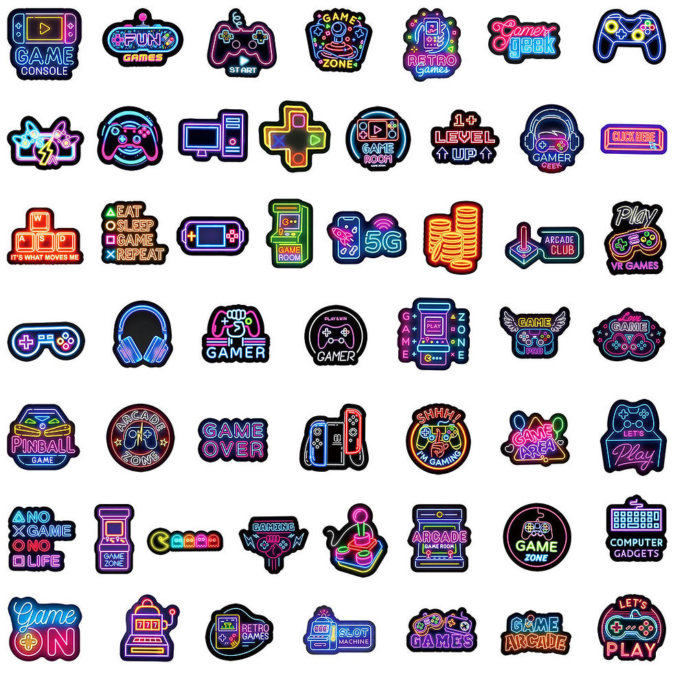 Thumbnail: 50PCS Neon Game Controller Graffiti Stickers - Waterproof Decor for Luggage, Car