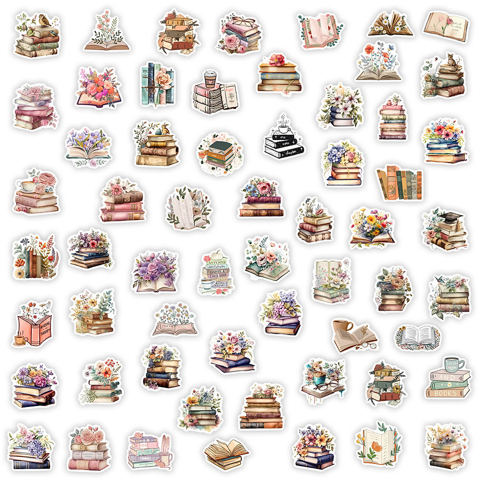 Thumbnail: Watercolor Aesthetic Book with Flower Stickers DIY Gift Decal for Laptop Phone S
