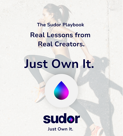Cover of the Just Own It Playbook, featuring a creator mid-movement, designed for creators looking to scale their online business.
