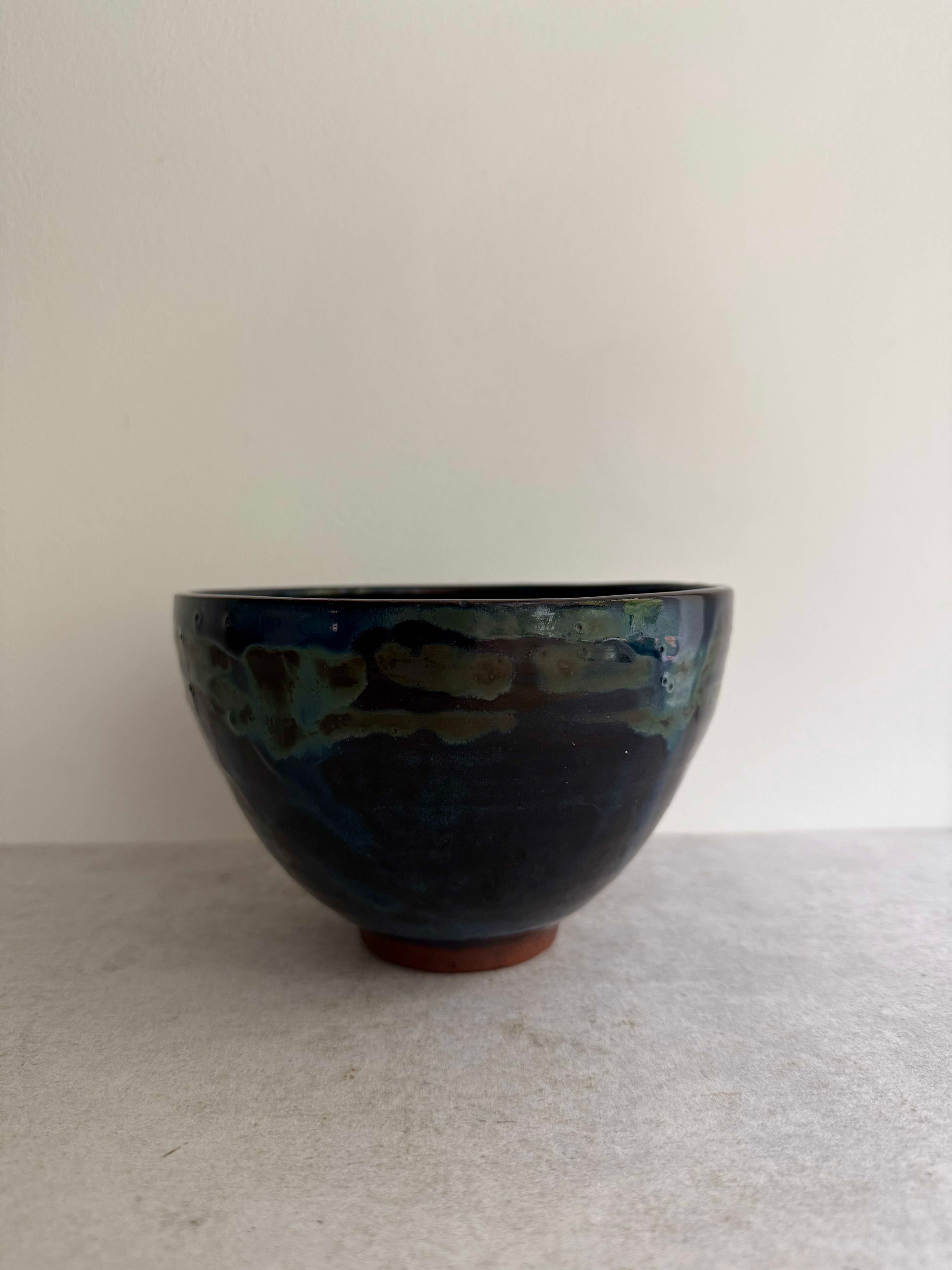Studio Pottery "Cloudy Sea" Glazed Bowl