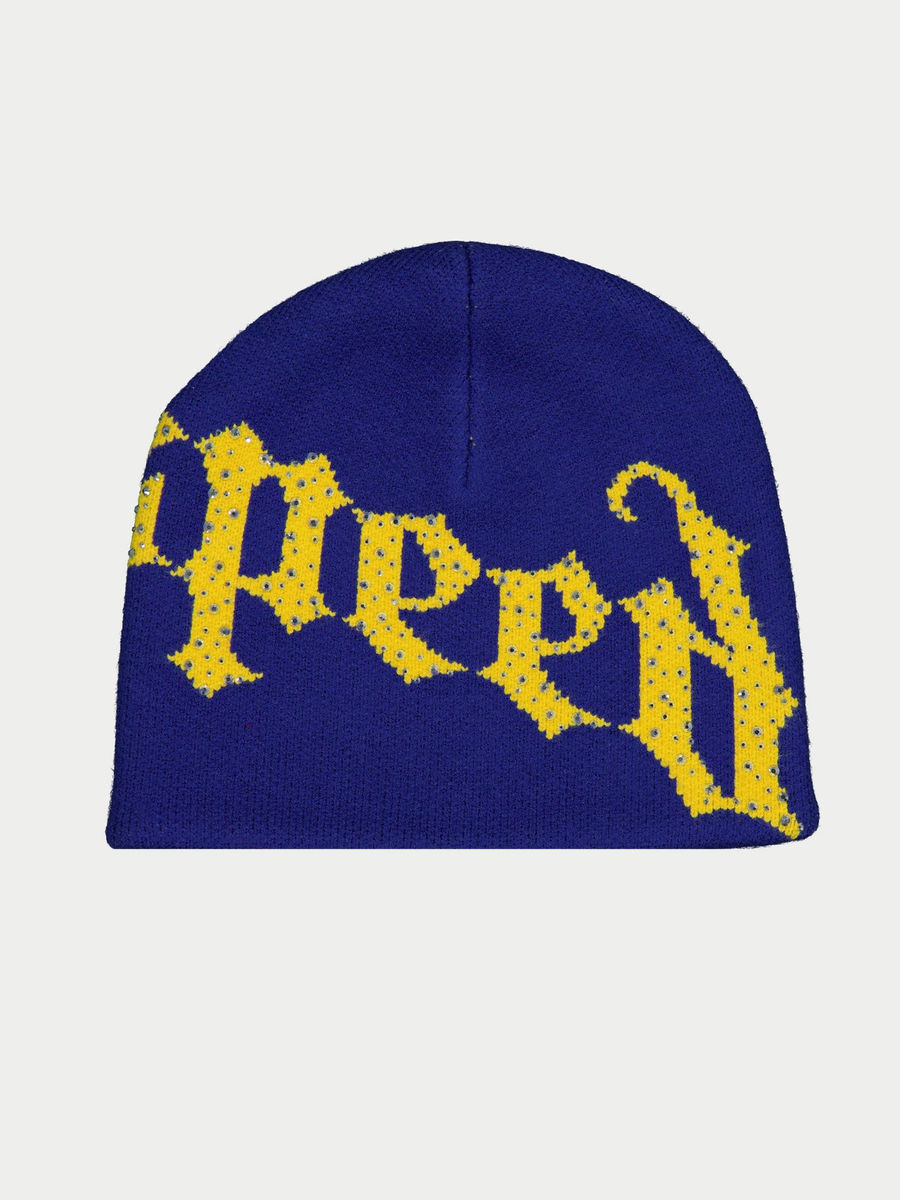 Godspeed OG Logo Studded Beanie (Blue/Yellow) — view 2