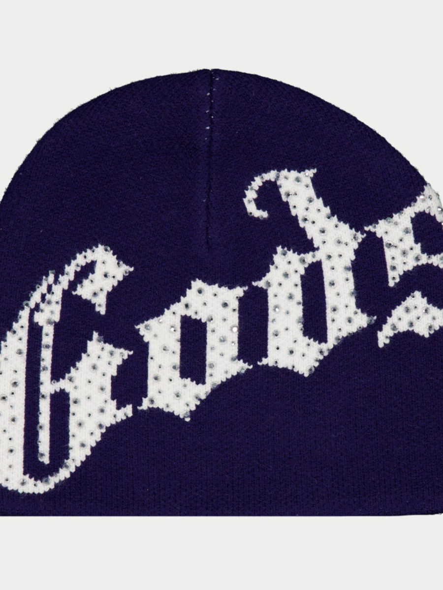 Godspeed OG Logo Studded Beanie (Navy/White) — view 1