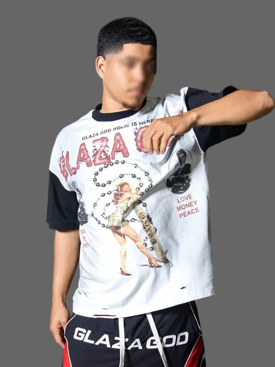 La Santa - Distressed Acid Wash Oversized Tee — view 1