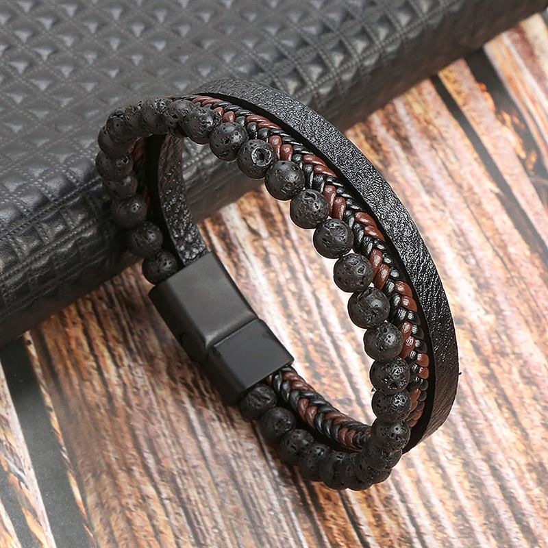 Thumbnail: Classic Men's Leather Bracelet New Style Hand-woven Multi-layer Combination Acce