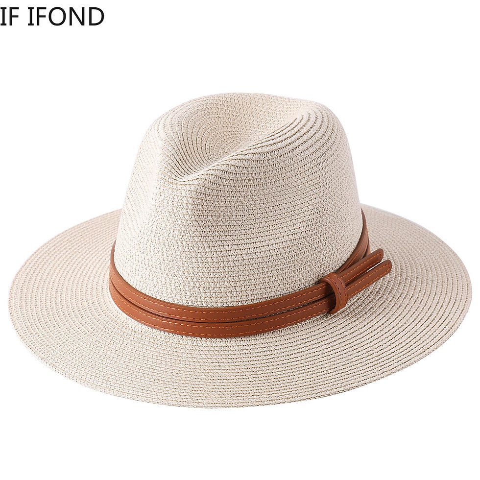 Thumbnail: 56-58-59-60CM New Natural Panama Soft Shaped Straw Hat Summer Women/Men Wide Bri