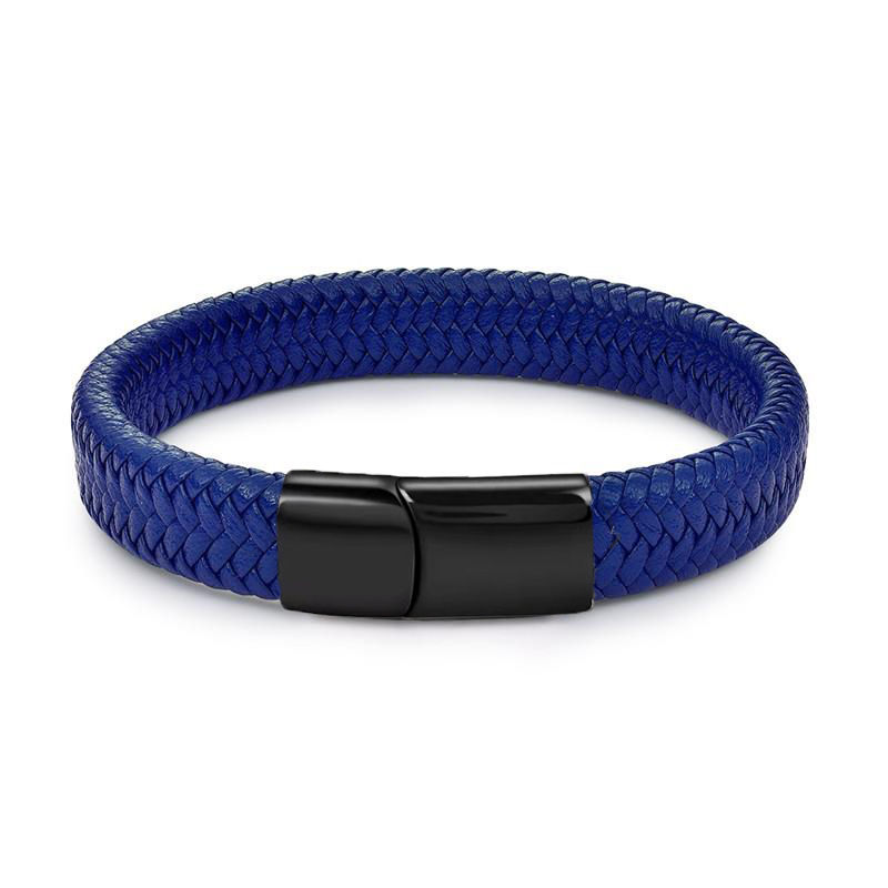 Thumbnail: Fashion Simple White Leather Braid Bracelet Stainless Steel Buckle Clasps for Me