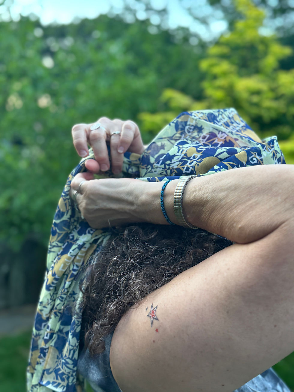 Thumbnail: Blue, Orange, and Cream Pomegranate Shechinah Tefillin