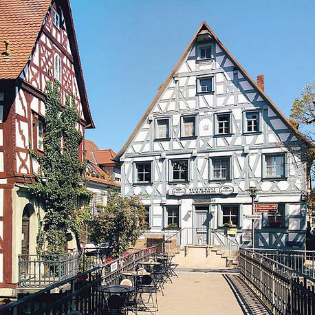 Fachwerkhaus in Forchheim mit dem griechischen Restaurant Akropolis