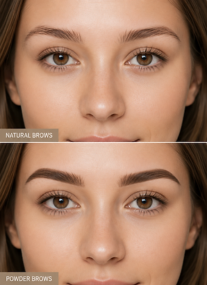 Powder Brows vorher und nachher – natürlich pigmentierte Augenbrauen