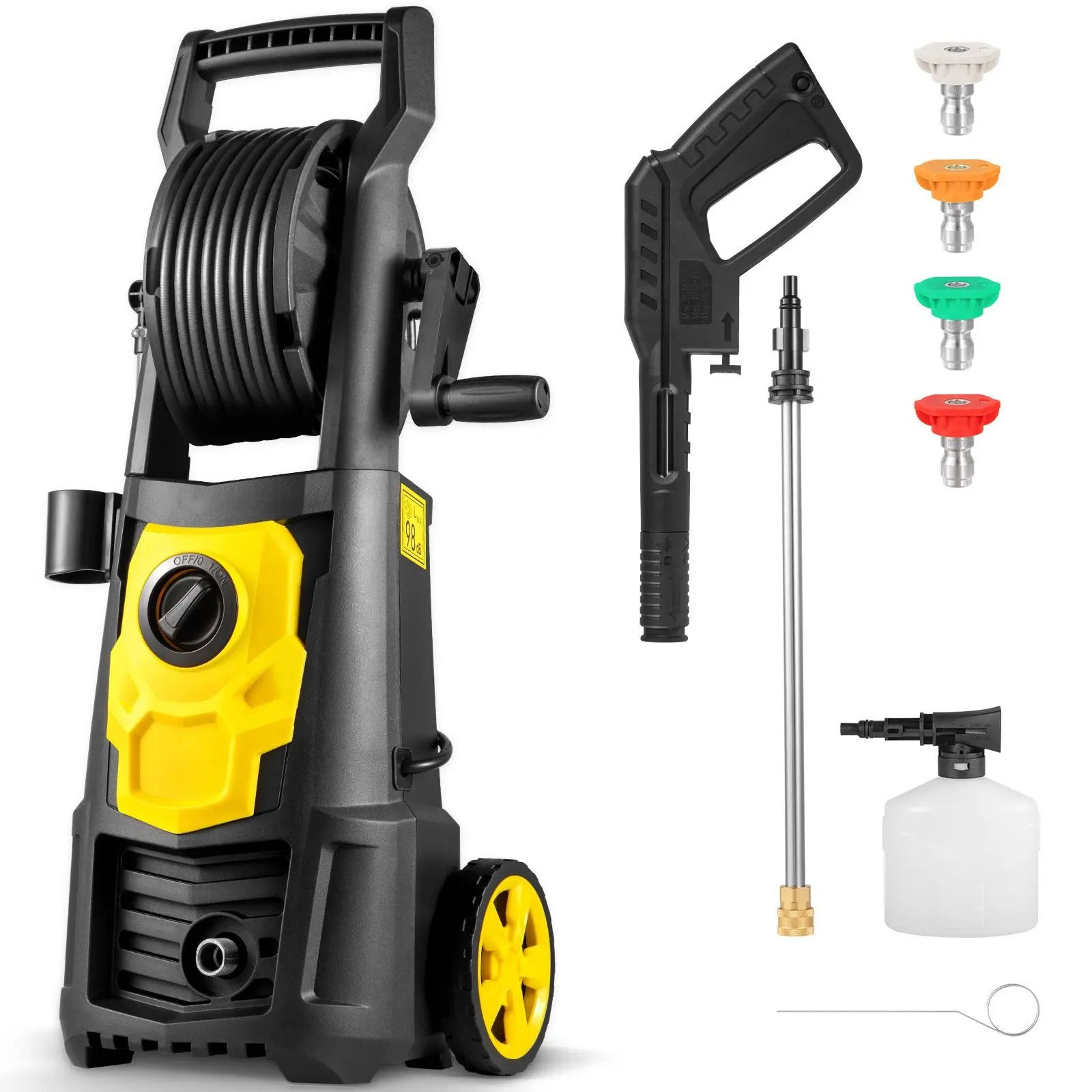 Electric Pressure Washer, 2000 PSI, Max. 1.76 GPM Power Washer w/ 30 ft Hose, 5