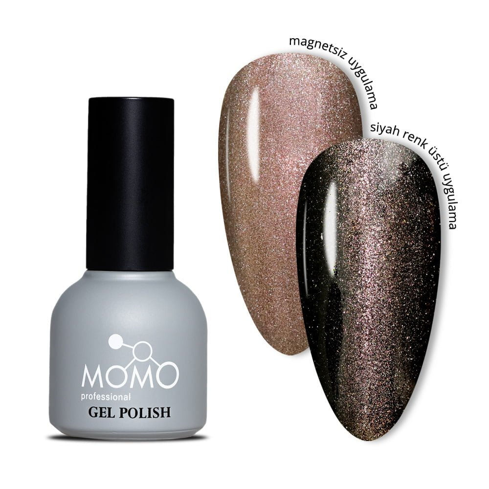 MOMO Kristal Kedi Gözü Kalıcı Oje CE04, Yarı Şeffaf, Bakır, 10 ml