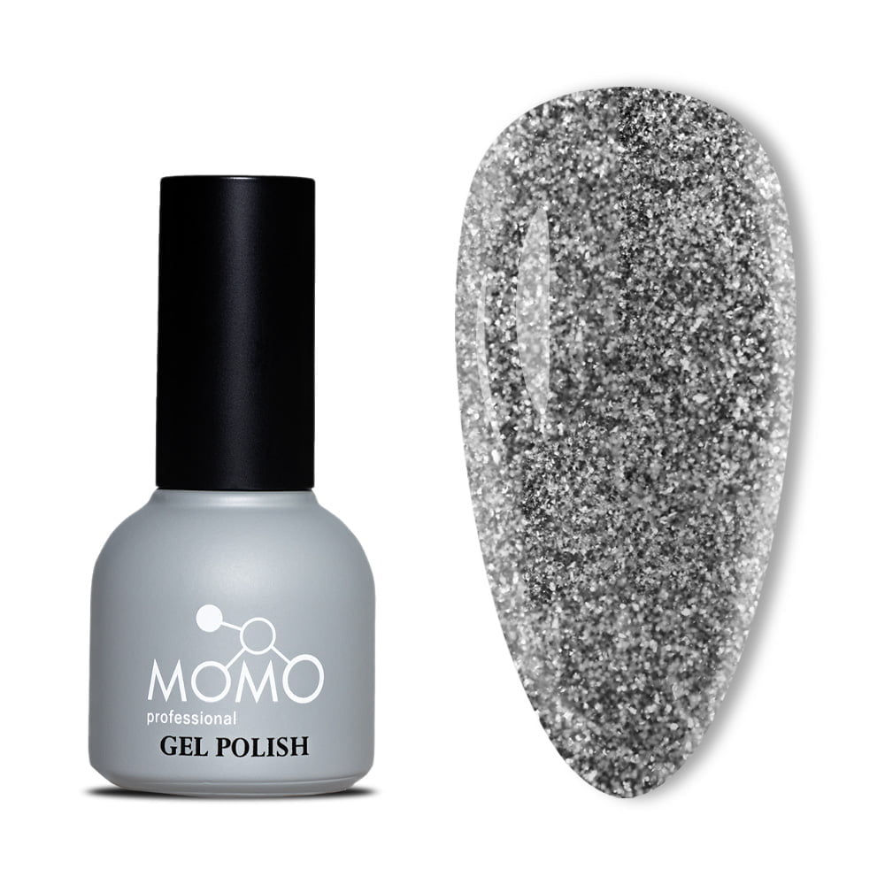 MOMO Disko Kalıcı Oje D010 Siyah 10 ml, Reflective Flash Gel Polish