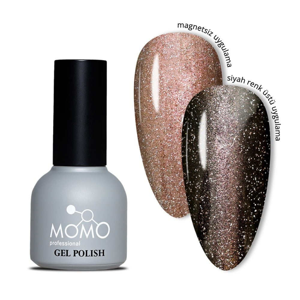 MOMO Kristal Kedi Gözü Kalıcı Oje CE05, Yarı Şeffaf, Kahverengi, 10 ml