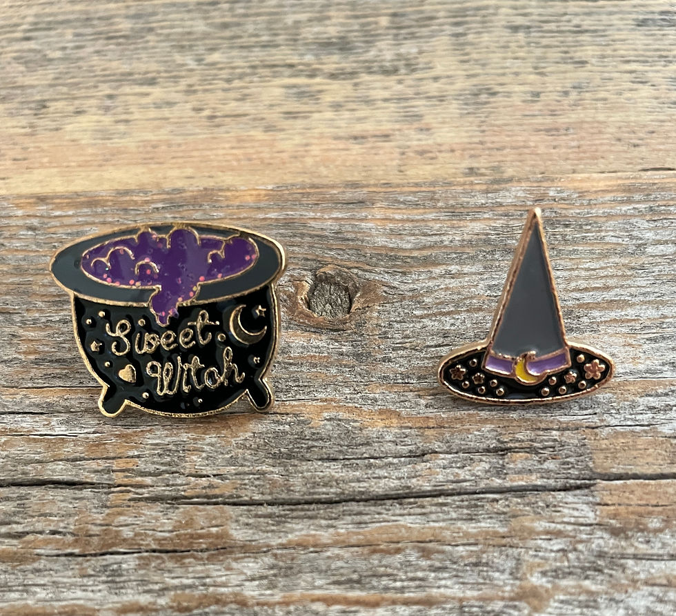 Thumbnail: Witch's Hat and Cauldron Lapel Pin Set.