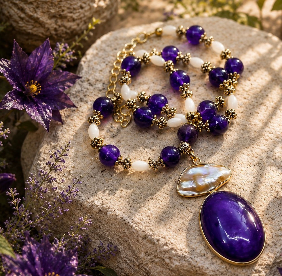 Thumbnail: Enchanted Violet Agate Necklace  Fae Bella
