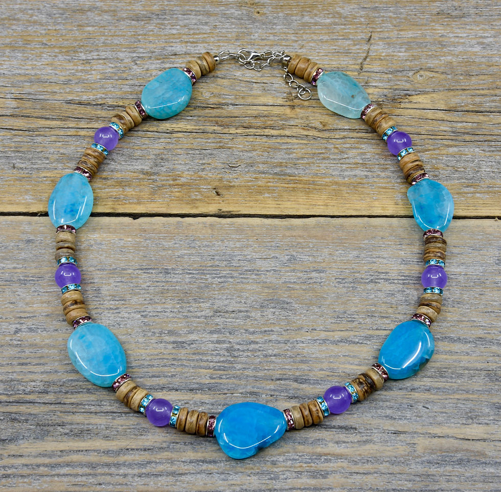 Thumbnail: Aqua Blue and Lavender Necklace.