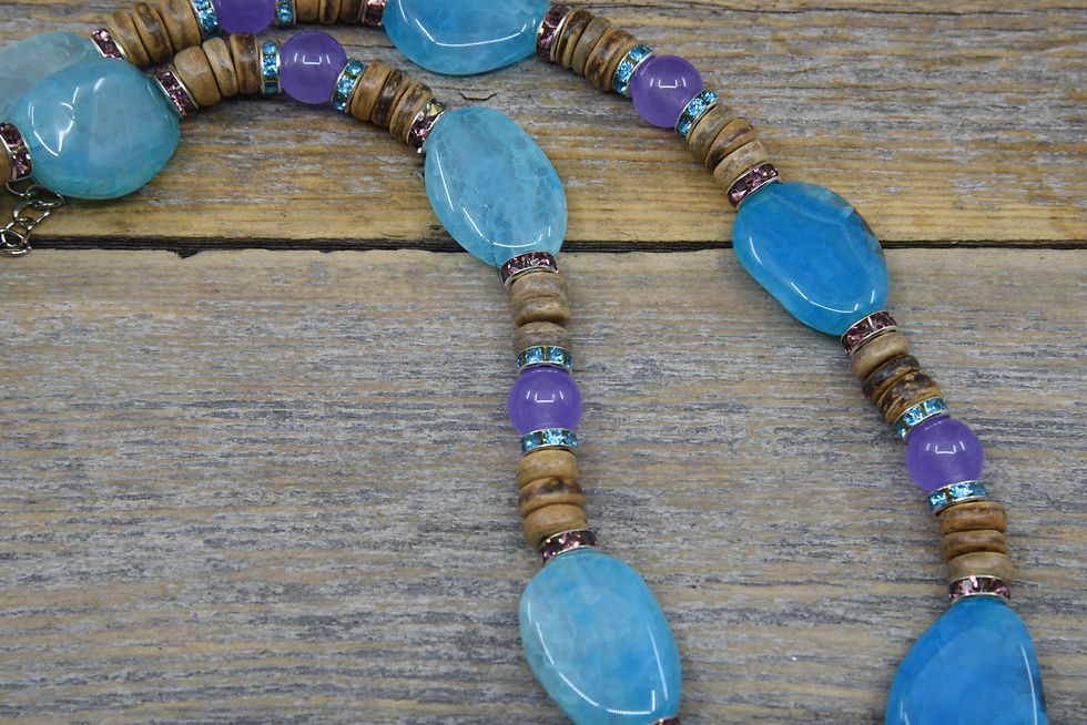Thumbnail: Aqua Blue and Lavender Necklace.