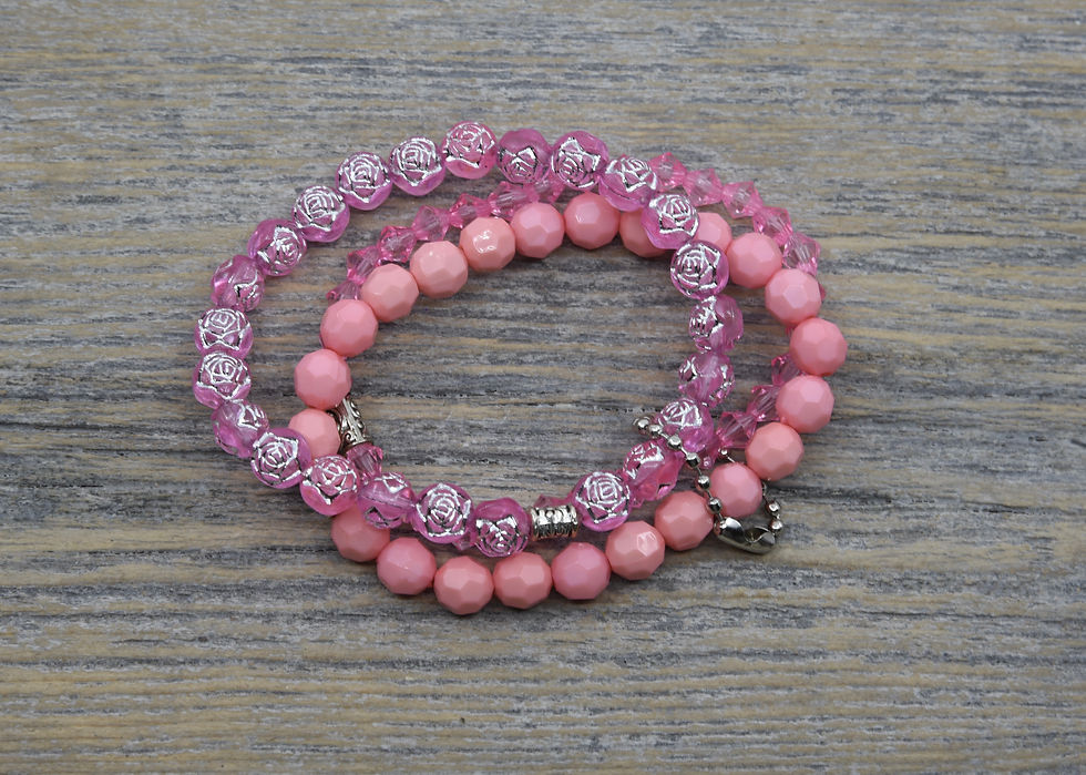 Thumbnail: Pink Stacking Bracelets.  Three Bracelet Set.