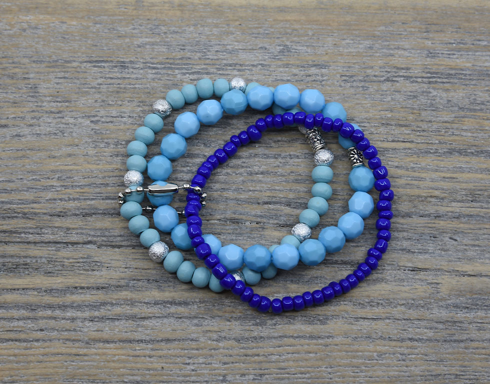 Thumbnail: Blue Stacking Bracelets.  Three Bracelet Set.