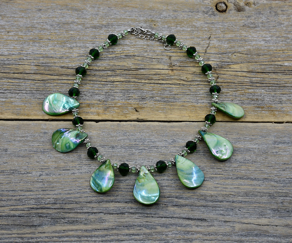 Thumbnail: Green Aurora Sea Shell Necklace.