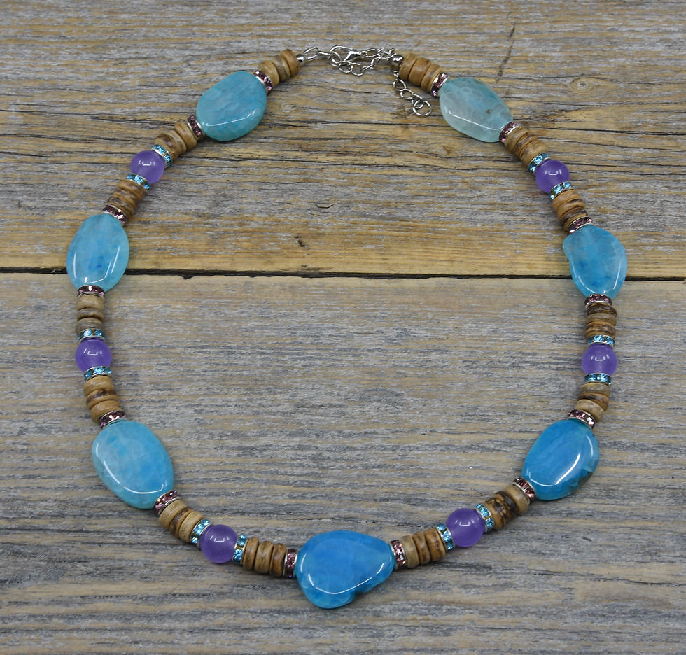 Thumbnail: Aqua Blue and Lavender Necklace.