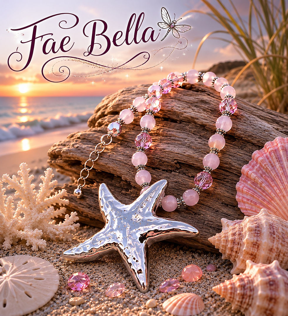 Thumbnail: Starfish and Rose Quartz Necklace Fae Bella