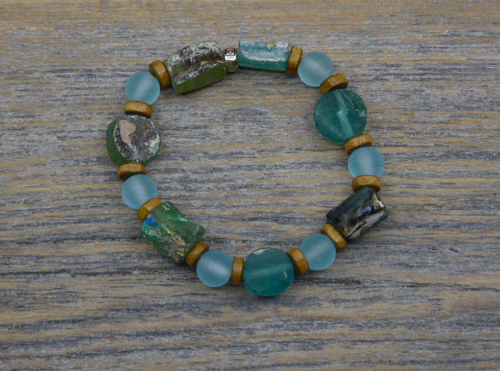 Thumbnail: Ancient Roman Sea Glass and Driftwood Bracelet.