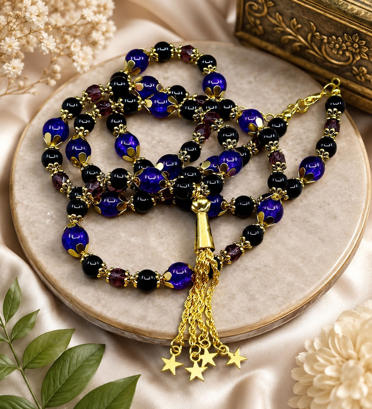 Long Necklace Purple and Gold Fae Bella