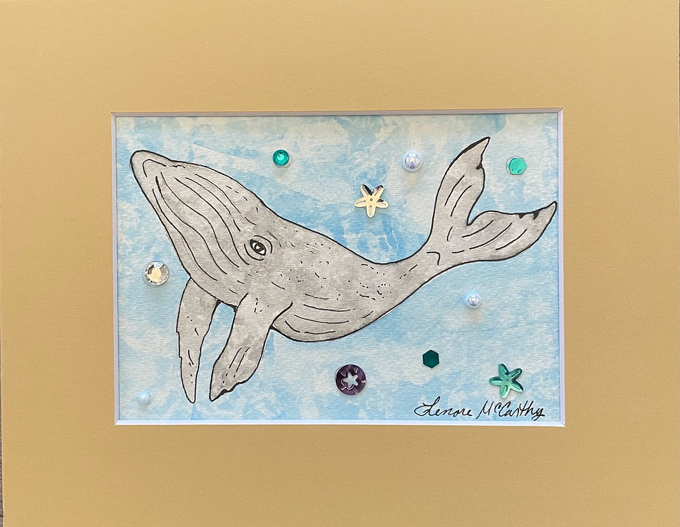 Whale. Original Watercolor Painting.