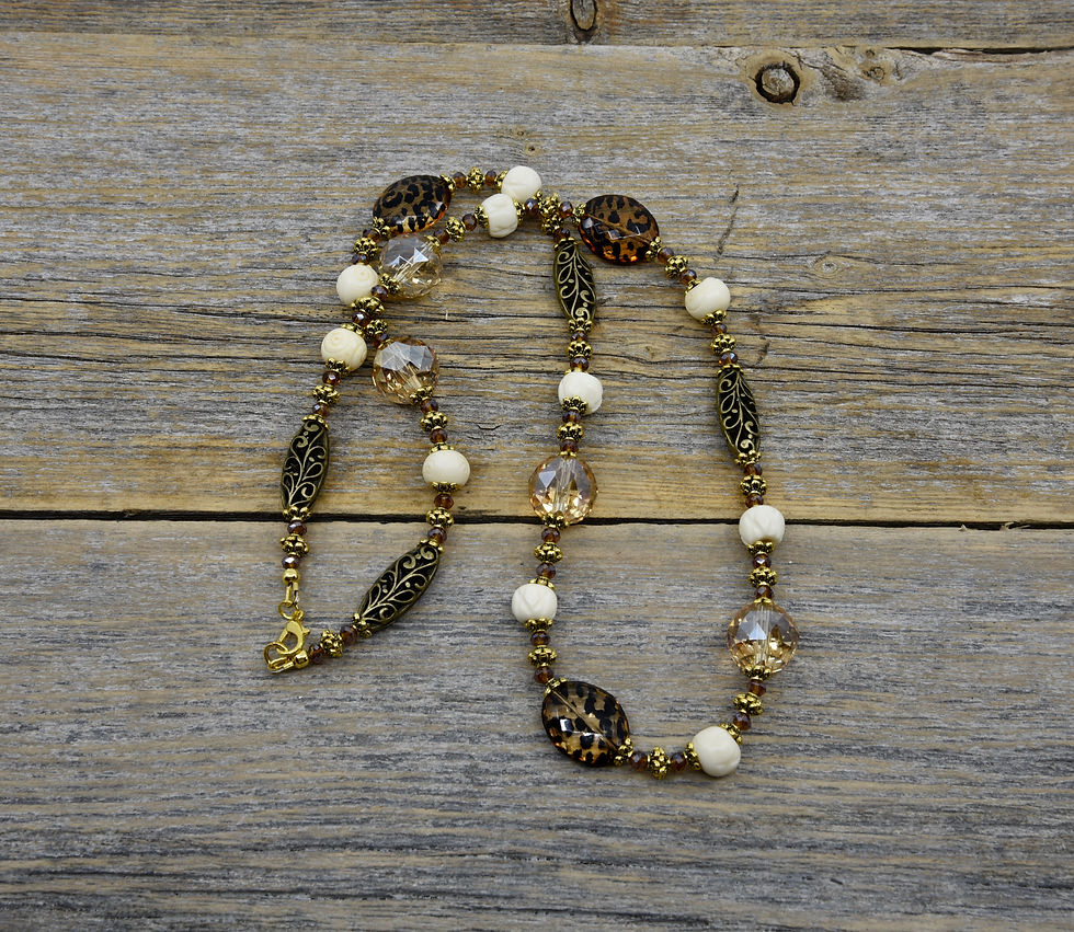 Thumbnail: Leopard and Honey Amber Crystal Necklace. Naturals Collection.
