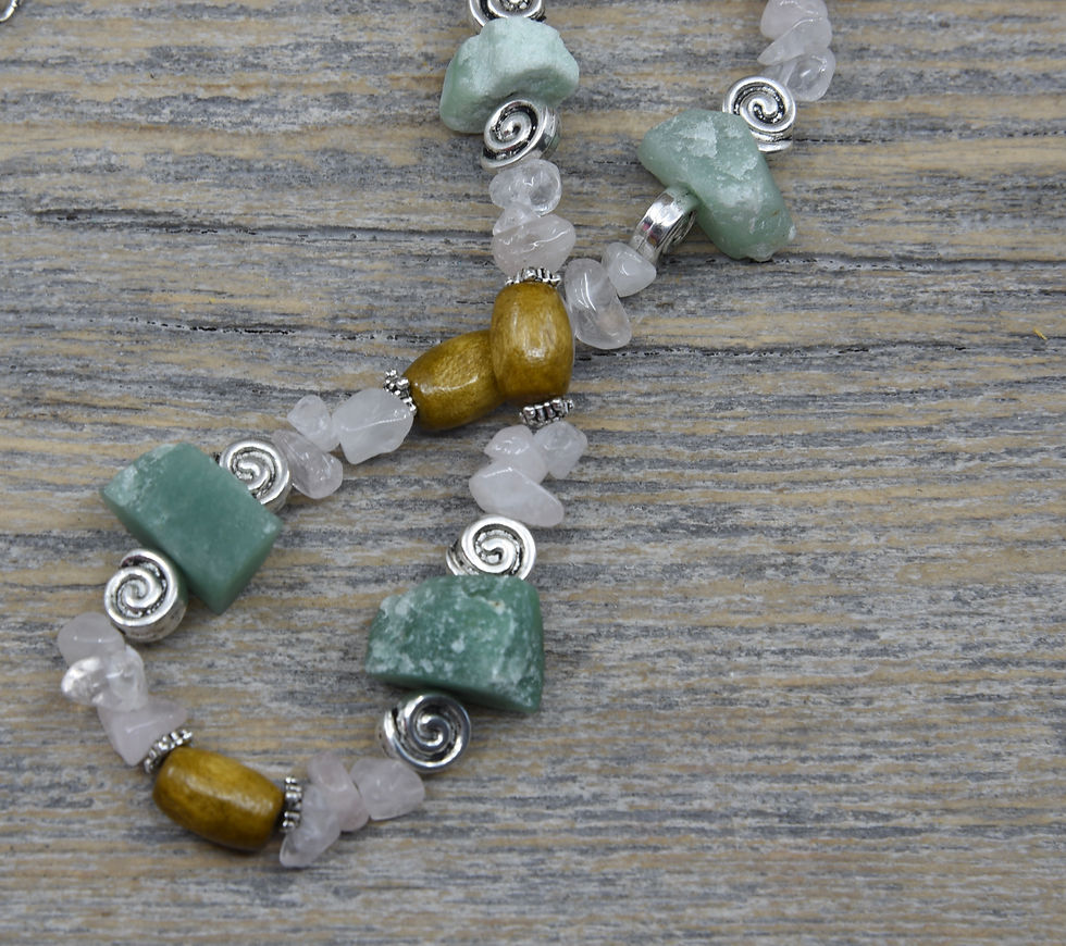Thumbnail: Green Aventurine and Rose Quartz Spiral Necklace.