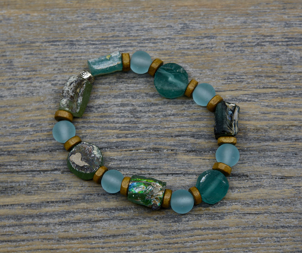 Thumbnail: Ancient Roman Sea Glass and Driftwood Bracelet.