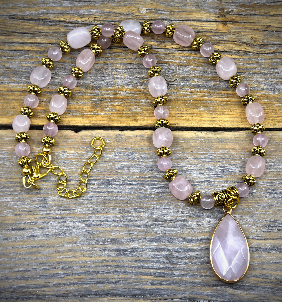Thumbnail: Bevelled Faceted Rose Quartz Pendant Necklace.