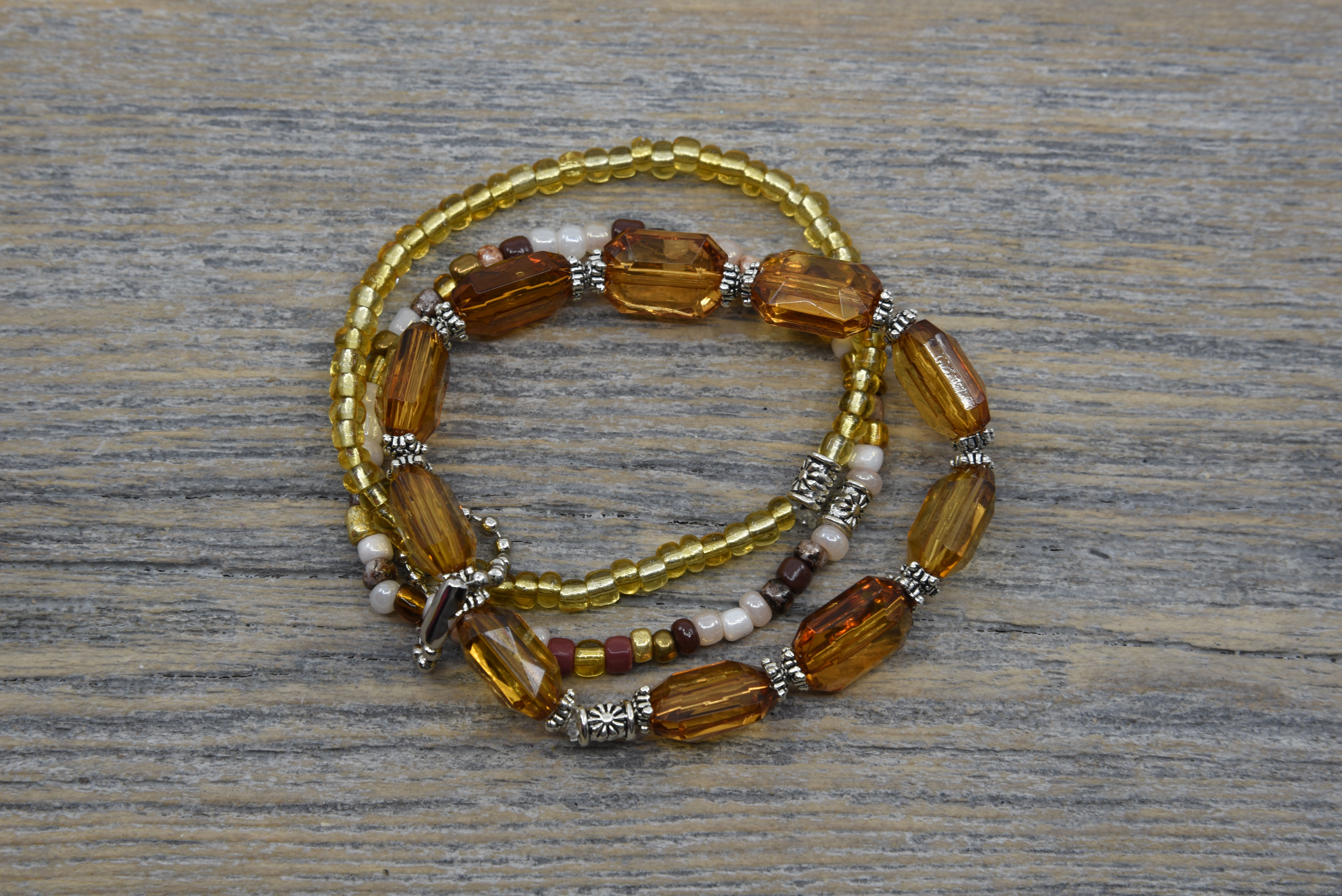 Honey Amber Stacking Bracelets.  Three Bracelet Set.
