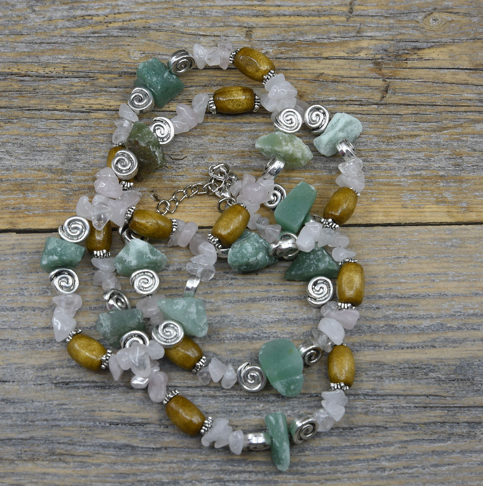Thumbnail: Green Aventurine and Rose Quartz Spiral Necklace.