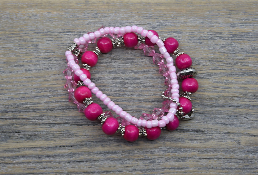 Thumbnail: Pink Stacking Bracelets.  Three Bracelet Set.