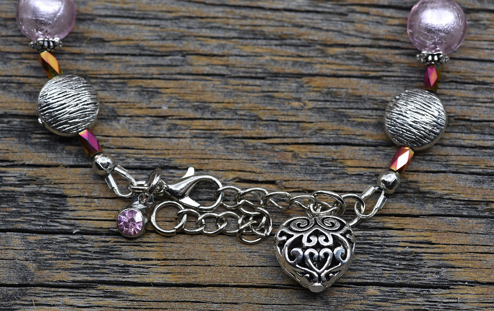 Thumbnail: Pink Flirty Heart Charm Bracelet.