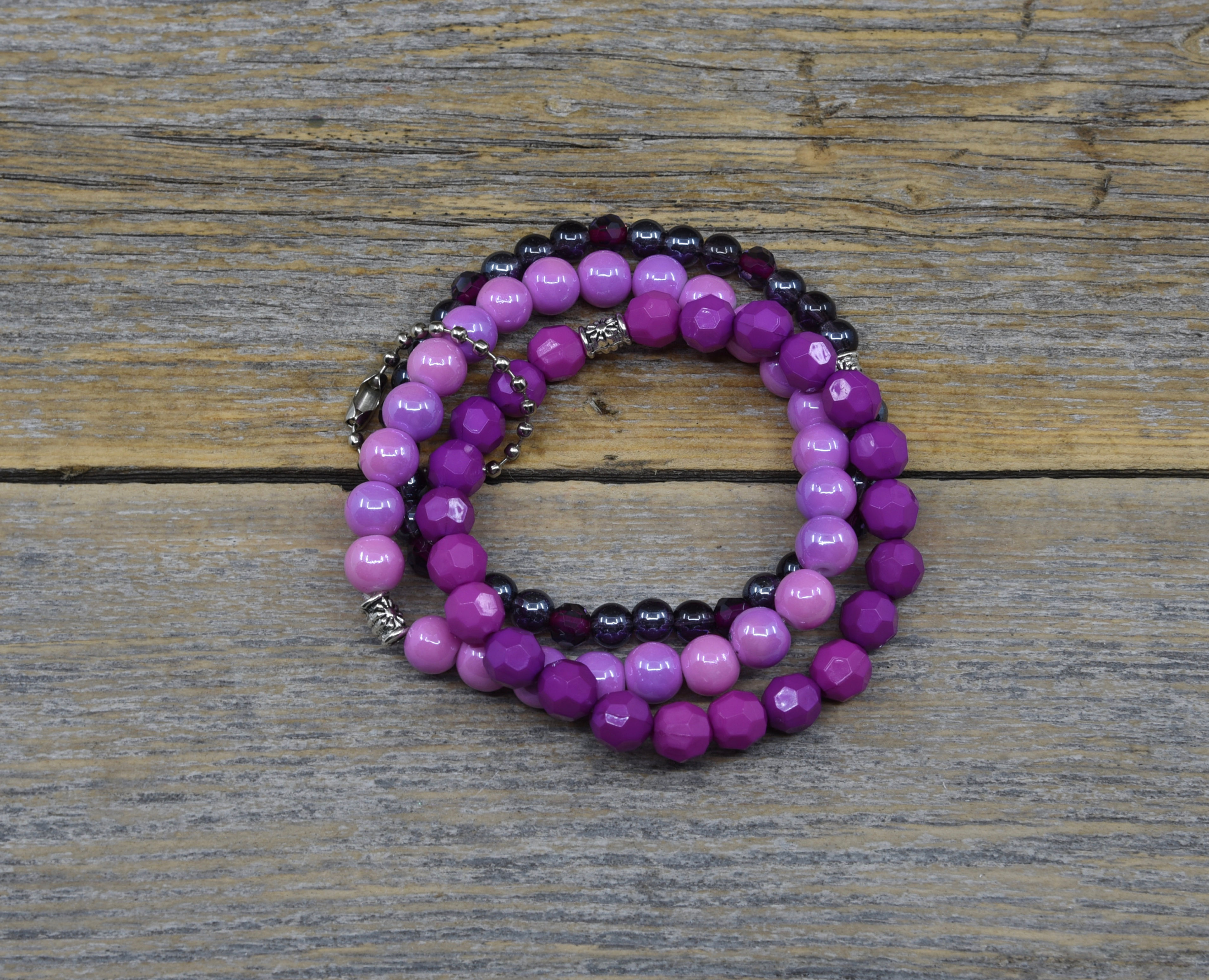 Purple Stacking Bracelets.  Three Piece Set.