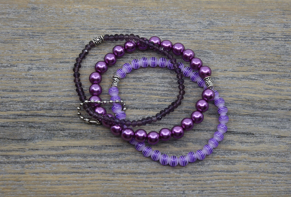 Purple Stacking Bracelets.  Three Bracelet Set.