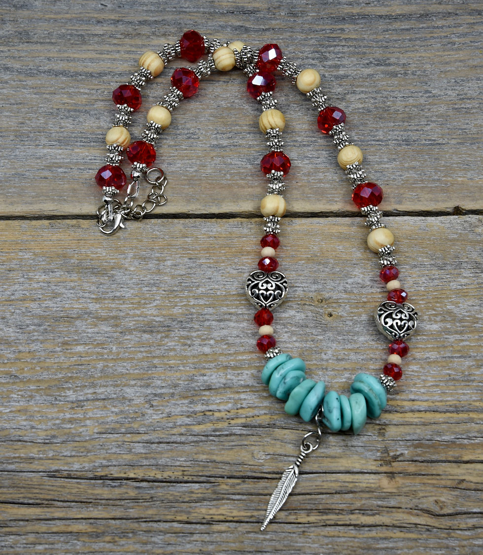 Thumbnail: Feather and Heart Charm Necklace.