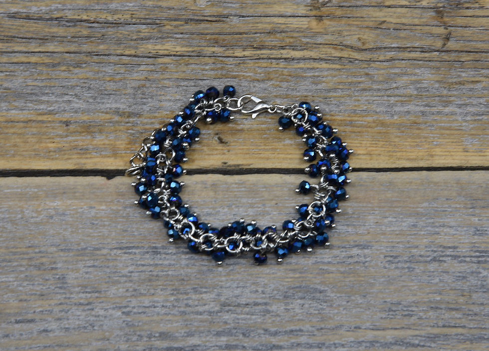 Thumbnail: Blue Metallic Faceted Bead Bracelet.