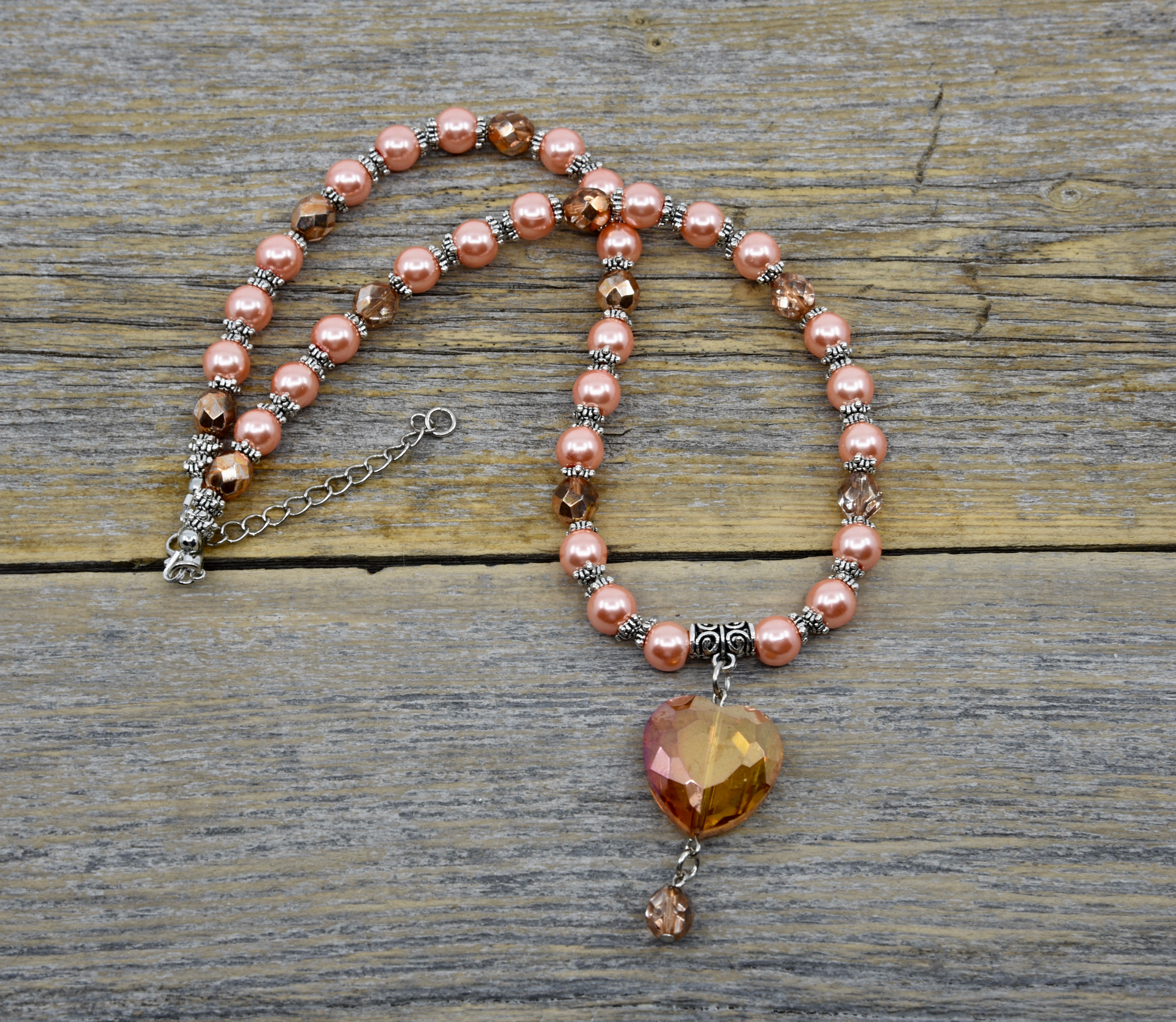 Crystal Amber Heart Necklace.
