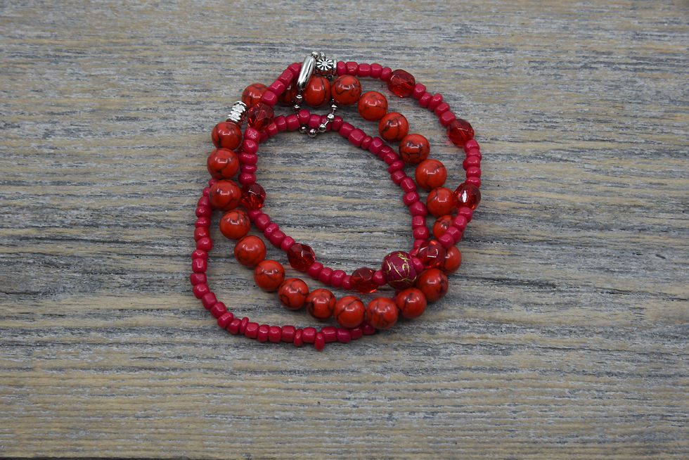 Thumbnail: Red Stacking Bracelets.  Three Bracelet Set.