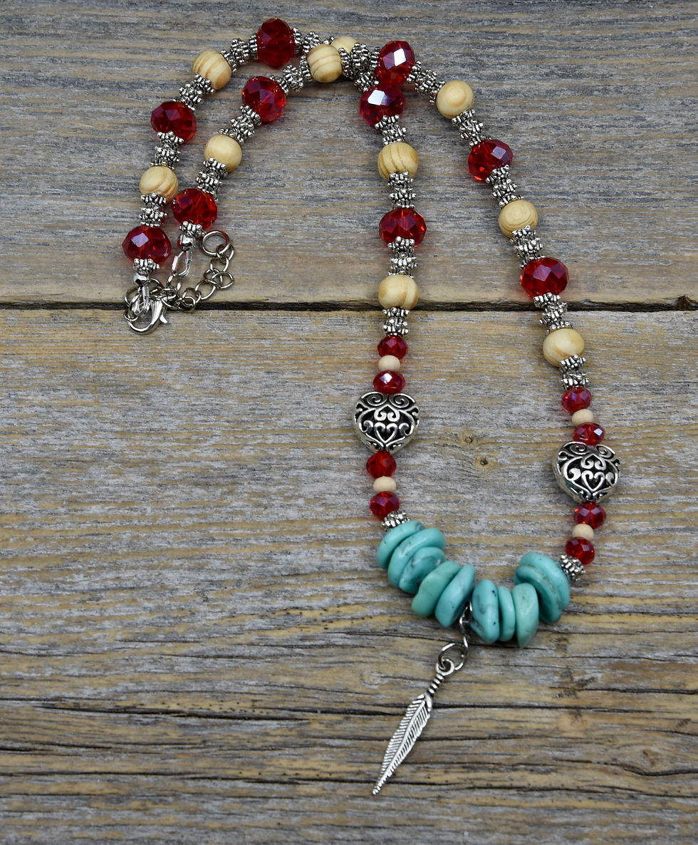 Thumbnail: Feather and Heart Charm Necklace.