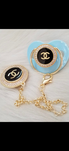 Luxury Glam chanel pacifier and clip lullabybabystore